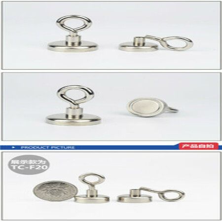 Magnet Fishing Lifting Kit Rare Earth Magnetic with Countersunk Hole Eyebolt Rope 200KG Pulling Force