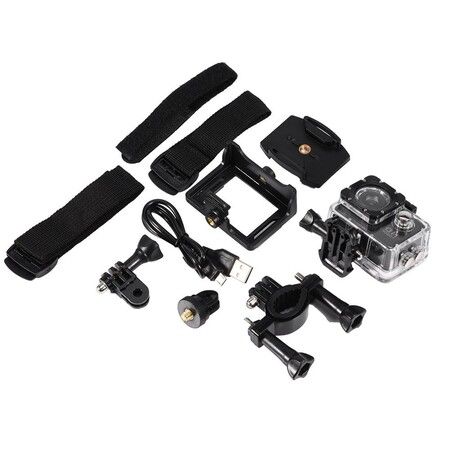 Sports Camera 1080P 12MP  Full HD 2.0 Inch Sports Camera 30m/98ft Underwater Waterproof Camera with Installation Accessory Kit Color Black