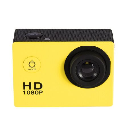 Sports Camera 1080P 12MP  Full HD 2.0 Inch Sports Camera 30m/98ft Underwater Waterproof Camera with Installation Accessory Kit Color Yellow