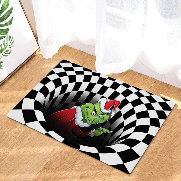 Illusion 3D Visual Illusion Halloween Decoration Non-Slip Door Mat Black 16" x 24