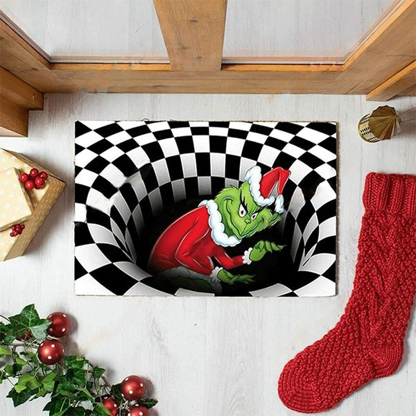 Illusion 3D Visual Illusion Halloween Decoration Non-Slip Door Mat Black 16" x 24