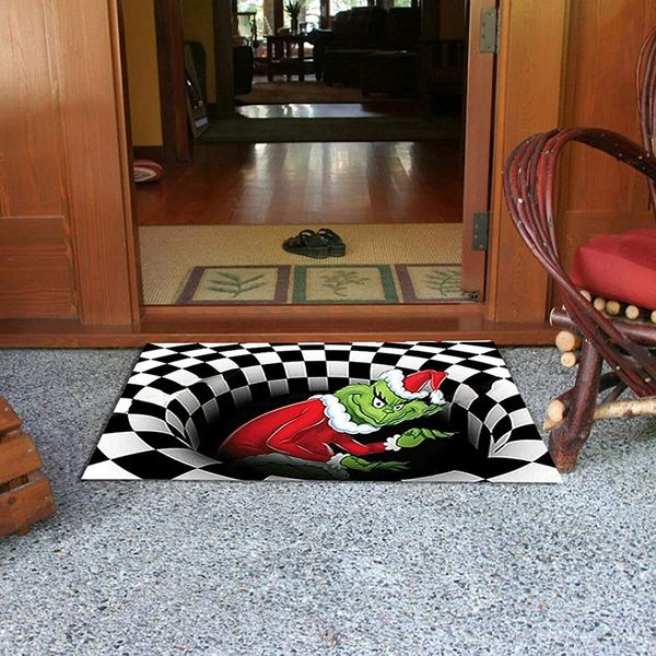 Illusion 3D Visual Illusion Halloween Decoration Non-Slip Door Mat Black 16" x 24