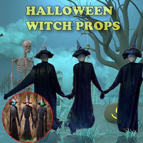 Halloween Witch Decoration,Voice Control Induction Luminous Visit Illuminator for Haunted House Party Halloween Garden Decoration Props
