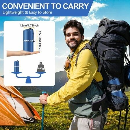 Camping Mattress with Foot Pump, Upgraded Thickness 10cm/4" Self-Inflating Sleeping Pad, Hiking Mattress with Pillow, Ultra Light Air Mattress for Camping, Tent, Hiking (Blue)