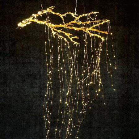 10 Strand 2m 200 LEDs Watering Can Light, Waterproof Solar Powered Waterfall Lights, Warm White Firefly Bunch Lights
