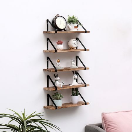 Levede 5 Pcs Floating Shelves Hung Shelf Wall Mounted Storage Wooden Display