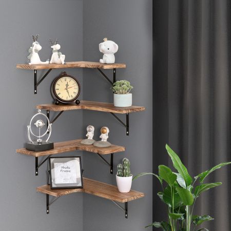 Levede 4 Pcs Floating Shelves Corner Shelf Wall Mounted Storage Wooden Display