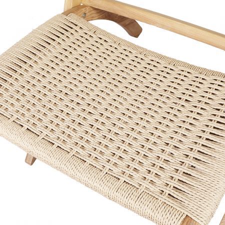 Levede Foldable Single Deck Chair Solid Ash Wood Kraft Rope Paper Woven Seat