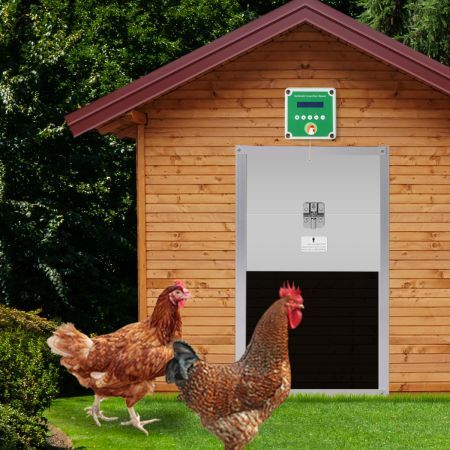 Traderight Automatic Chicken Coop Door Opener Timer Auto Light Sensor Waterproof