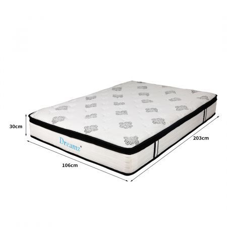 Dreamz Bedding Mattress Spring King Single Premium Bed Top Foam Medium Soft 30CM