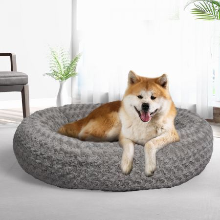 Calming Dog Bed Warm Soft Plush XL Grey X-Large