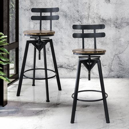 1x Bar Stool Industrial Adjustable