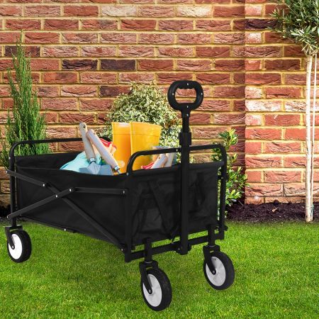 Lambu Garden Trolley Cart Foldable Picnic Wagon Outdoor Camping Trailer Black