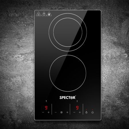 SPECTOR Electric Ceramic Cooktop Induction Hot Plate 2 Hobs Kitchen Cooker 30CM