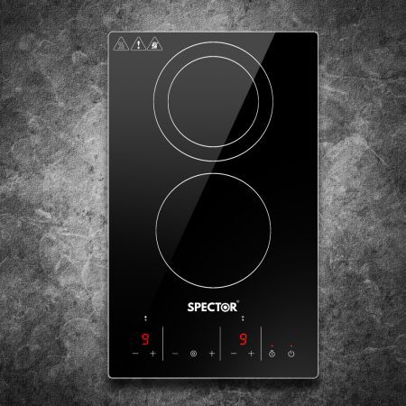 SPECTOR Electric Ceramic Cooktop Induction Hot Plate 2 Hobs Kitchen Cooker 30CM