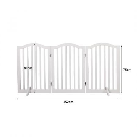 PaWz Wooden Pet Gate Dog Fence Safety Stair Barrier Security Door 3 Panels White