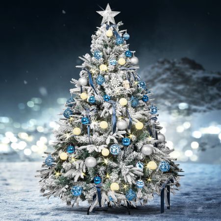 Santaco Christmas Tree 1.2M 4Ft Fairy Lights Snow Flocked Xmas Ornaments Decor