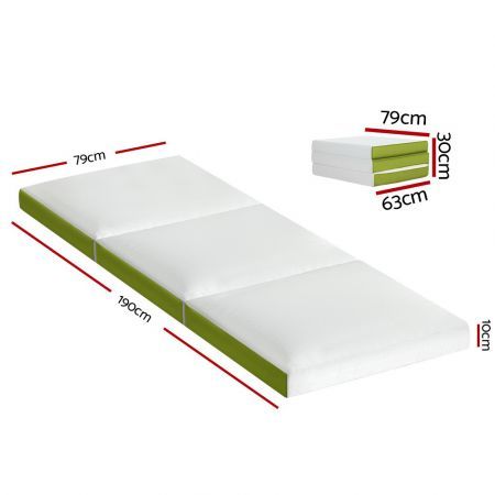 Giselle Bedding Foldable Mattress Folding Foam Trifold Green