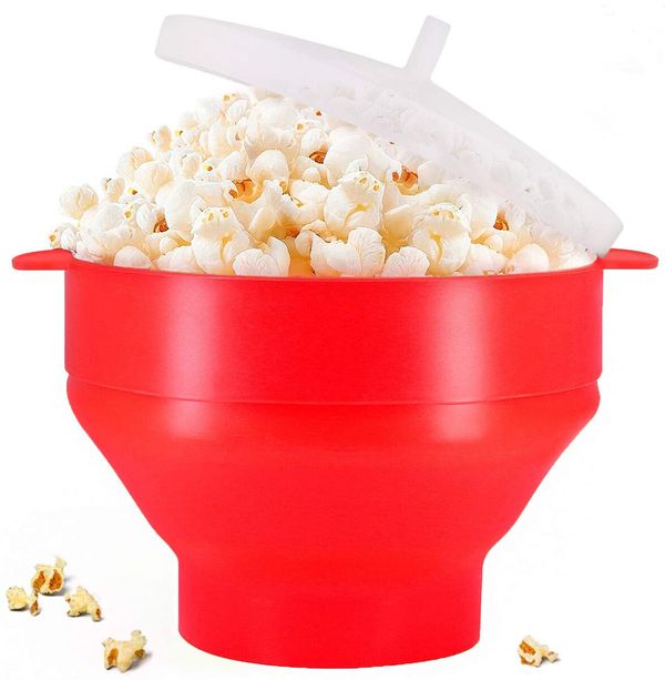 Microwaveable Silicone Popcorn Popper, BPA Free Collapsible Hot Air Microwavable Popcorn Maker Bowl