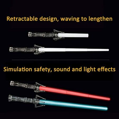 Light Up Saber Toy Sword for Kids, 7 Color Stretchable 2 in 1 LED Sword for Birthday Halloween Game Party ( 2 Packs)