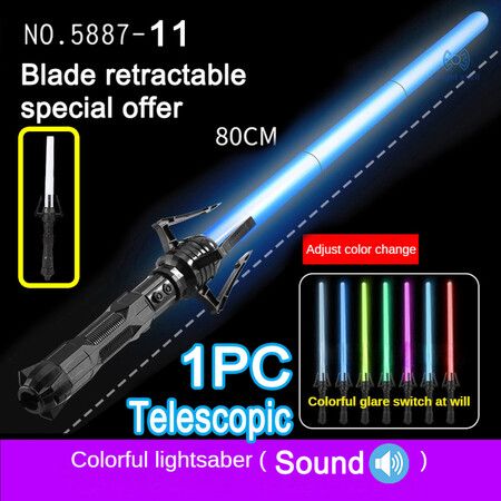 Light Up Saber Toy Sword for Kids, 7 Color Stretchable 2 in 1 LED Sword for Birthday Halloween Game Party ( 2 Packs)