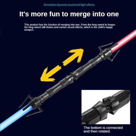 Light Up Saber Toy Sword for Kids, 7 Color Stretchable 2 in 1 LED Sword for Birthday Halloween Game Party ( 2 Packs)