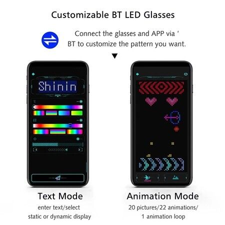 DIY LED Glasses Bluetooth App Control Luminous Rave Party Glasses