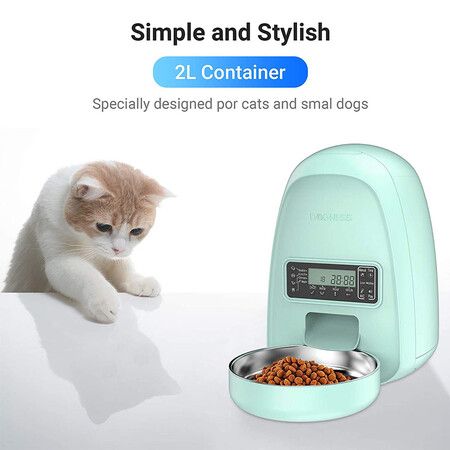 2 Liter Automatic Cat Feeder,Programmable Automatic Feeder with Timer for Dogs and Cats - Easy Portion Control