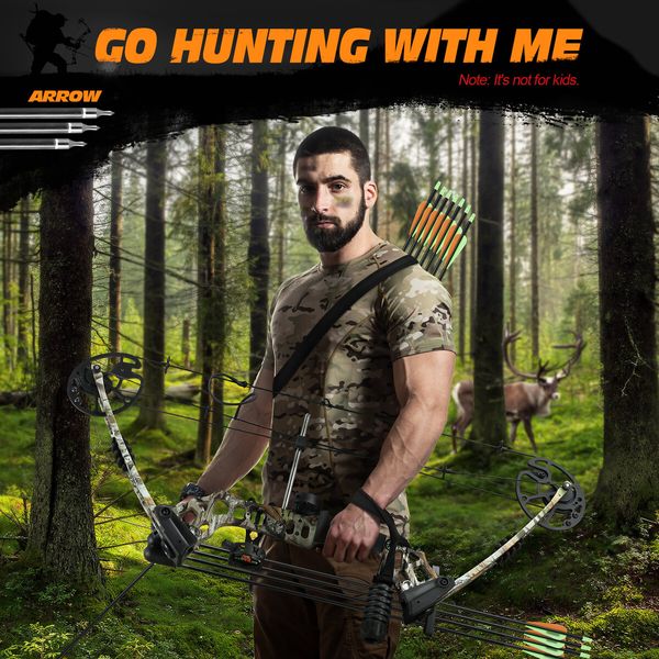 Compound Bow Arrow Set Archery Sports Hunting Target Shooting RH 20-70lbs Adjustable 320fps Speed for Beginner Master Camo