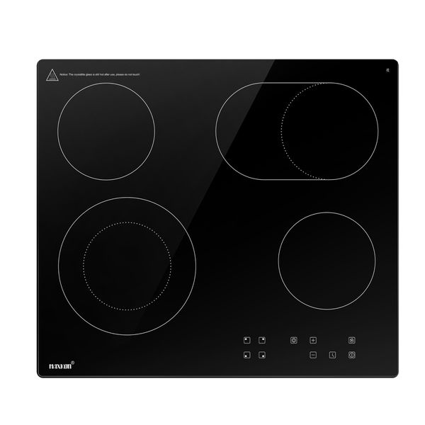 Ceramic Cooktop Stove Electric Cooktop Hob Cooker Glass Top 4 Burners 6 Zones 60cm Touch Control Built In Maxkon