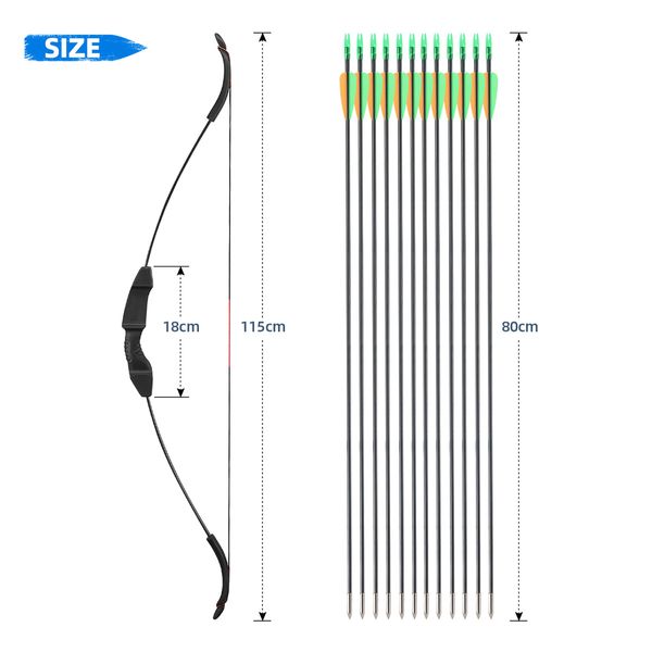 30lbs Recurve Bow Arrow Set Archery Sports Equipment Outdoor Hunting Target Shooting 30lbs Left Right Handed Black