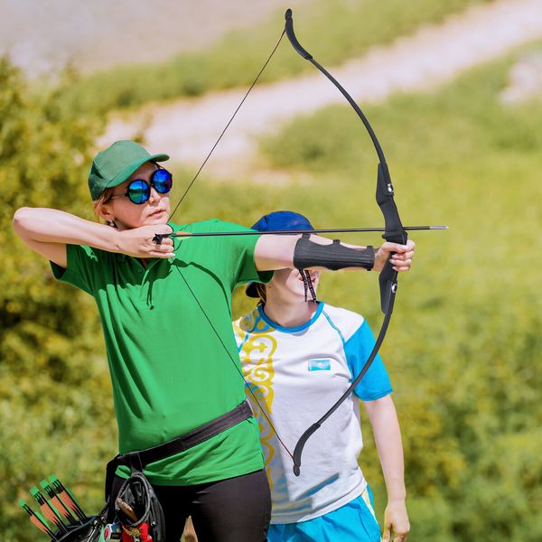 30lbs Recurve Bow Sports Archery Exercise Equipment Outdoor Hunting Target Shooting Games 30lbs Left Right Handed Black