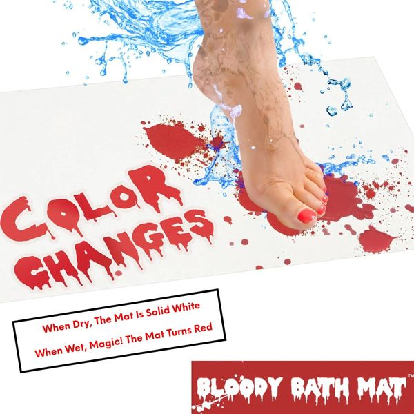 Bloody Bath Mat The Original Color Changing Sheet That Turns Red When Wet ?Halloween Decor Prank Novelty Gag Gifts (40*70cm)