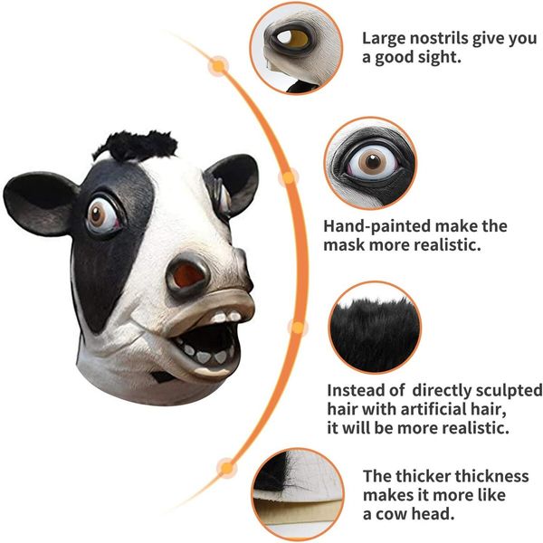 Cow Head Animal Mask, Funny Adult Cow Mask for Dress Up Cow Masks