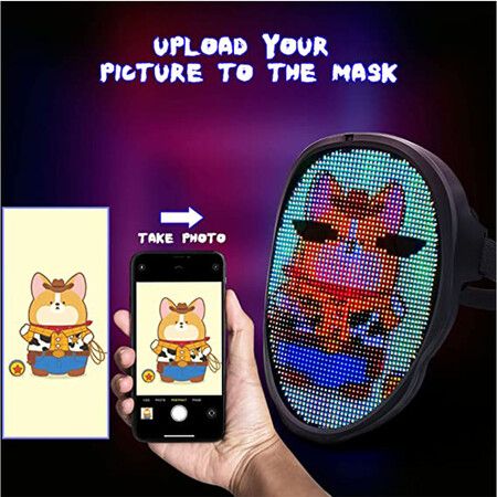 LED Mask for Kids Women Men Halloween LED Transforming Face Mask Festival LED Light Up Mask