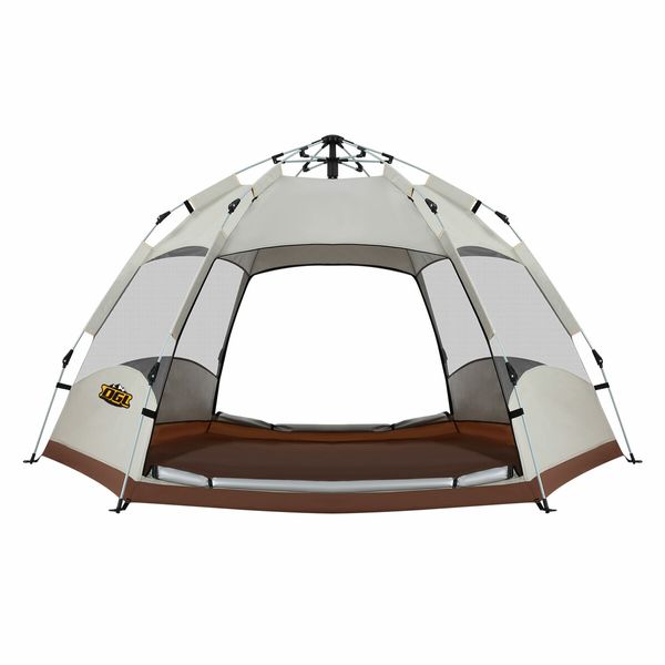 4 Man Beach Tent Shelter Camping Pop Up Instant Dome Family Shade Hiking Sun Rain Picnic Outdoor 240x240x135cm Creamy White