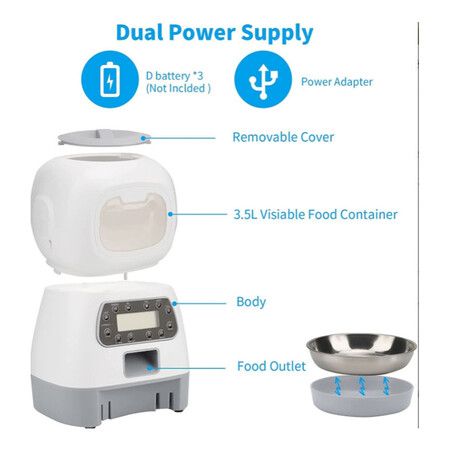 3.5L Automatic Dog Feeder for Small Pets, Automatic Dry Food Dispenser, Smart Feeding with Timer and Control