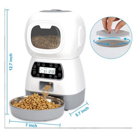 3.5L Automatic Dog Feeder for Small Pets, Automatic Dry Food Dispenser, Smart Feeding with Timer and Control