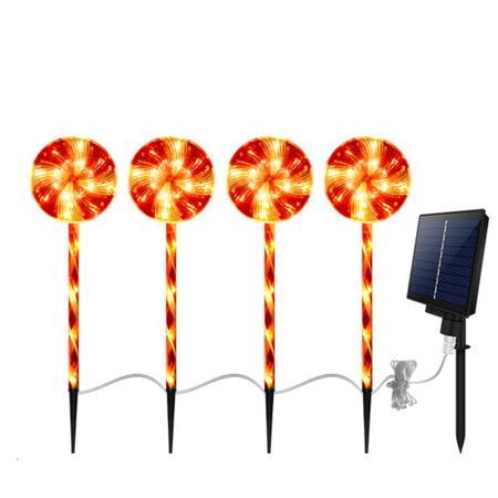 4x Lollipops Solar Power Pathway Light Decorations for Outdoor Yard