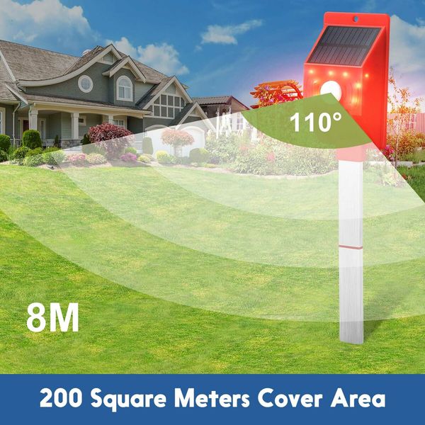 Ultrasonic Bird Repeller Animal Pest Pets Repellent Deterrent Dog Cat Squirrel Rodent Solar Powered Flashing Light Alarm Sound Maxkon