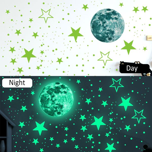 435Pcs Glow in The Dark Stars Wall Stickers for Ceiling Luminous Stars and Moon Wall Decals Fluorescent Star Ceiling Stickers For Christmas Halloween