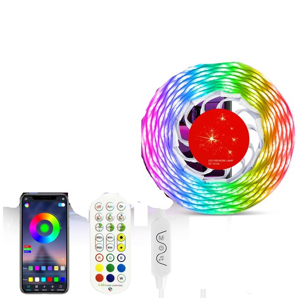 30LED/m Dream Color Firework Lights with Remote Control Bluetooth APP High Music 12strips USB powered