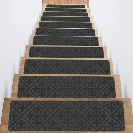 Non-Slip Carpet Stair TreadsSafety Rug Slip Resistant Indoor Runner Reusable Adhesive 76cm*20.3cm Col Gray