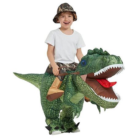 Inflatable Dinosaur Costume T Rex Air Blow up Funny Halloween Party Costume for Kids Age 5+ (100-125cm)