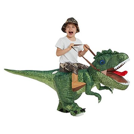 Inflatable Dinosaur Costume T Rex Air Blow up Funny Halloween Party Costume for Kids Age 5+ (100-125cm)