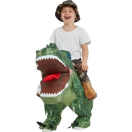 Inflatable Dinosaur Costume T Rex Air Blow up Funny Halloween Party Costume for Kids Age 5+ (100-125cm)