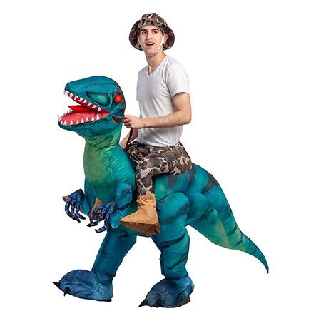 Inflatable Costume for Adults, Halloween Costumes Blue Dinosaur Rider, Blow Up Costume Unisex Godzilla Toy