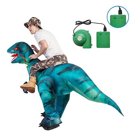 Inflatable Costume for Adults, Halloween Costumes Blue Dinosaur Rider, Blow Up Costume Unisex Godzilla Toy