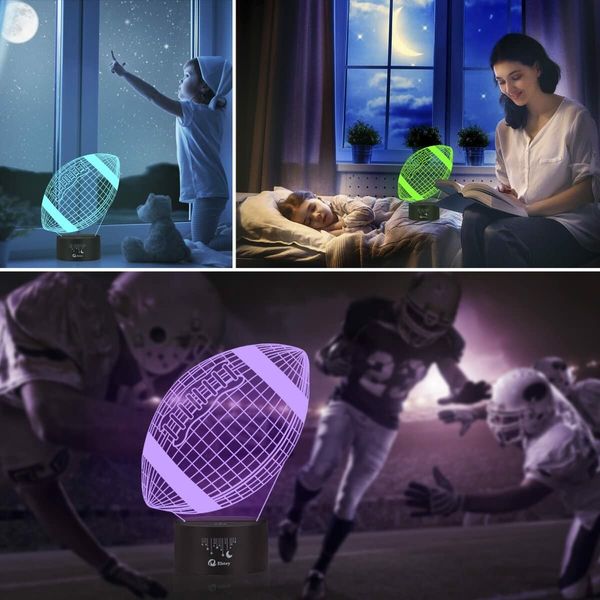 3-Dimensional Soccer Ball Night Light Optical Illusion Soccer Ball (7 Colors) USB Charger