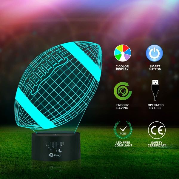 3-Dimensional Soccer Ball Night Light Optical Illusion Soccer Ball (7 Colors) USB Charger